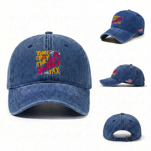 Time To Pay The Daddy Tax Washed Cotton Baseball Cap Dungeon Gamer Dad Father’s Day TS11 Washed Cap Universal Fit Royal Blue Print Your Wear