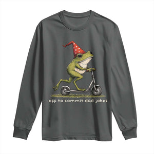 Off To Commit Dad Jokes Long Sleeve Shirt Funny Daddy Frog Scooter Fathers Day TS11 Dark Heather Print Your Wear
