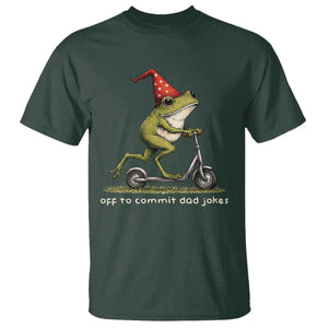 Off To Commit Dad Jokes T Shirt Funny Daddy Frog Scooter Fathers Day TS11 Dark Forest Green Print Your Wear