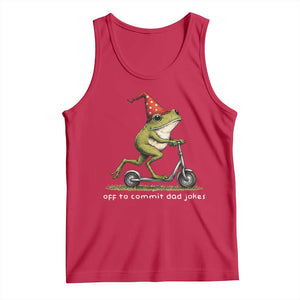 Off To Commit Dad Jokes Tank Top Funny Daddy Frog Scooter Fathers Day TS11 Red Print Your Wear