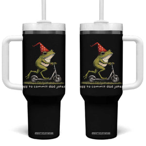 Off To Commit Dad Jokes Tumbler With Handle Funny Daddy Frog Scooter Fathers Day TS11 One Size: 40 oz Black Print Your Wear