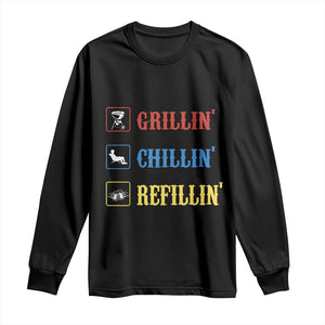 BBQ Lover Long Sleeve Shirt Grilling Chillin' Grillin' Refillin' Smoker TS11 Black Print Your Wear