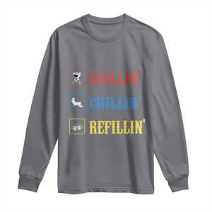 BBQ Lover Long Sleeve Shirt Grilling Chillin' Grillin' Refillin' Smoker TS11 Charcoal Print Your Wear