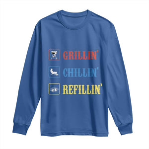BBQ Lover Long Sleeve Shirt Grilling Chillin' Grillin' Refillin' Smoker TS11 Royal Blue Print Your Wear
