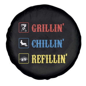 BBQ Lover Spare Tire Cover Grilling Chillin' Grillin' Refillin' Smoker TS11 Print Your Wear
