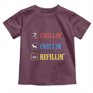 BBQ Lover Toddler T Shirt Grilling Chillin' Grillin' Refillin' Smoker TS11 Maroon Print Your Wear