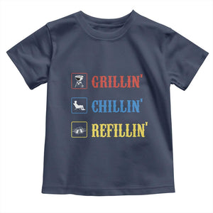 BBQ Lover Toddler T Shirt Grilling Chillin' Grillin' Refillin' Smoker TS11 Navy Print Your Wear