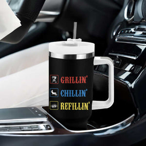BBQ Lover Tumbler With Handle Grilling Chillin' Grillin' Refillin' Smoker TS11 Print Your Wear