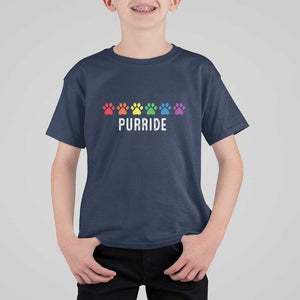 LGBT Cat T Shirt For Kid Purride Rainbow Pride Ally TS11 Navy Print Your Wear