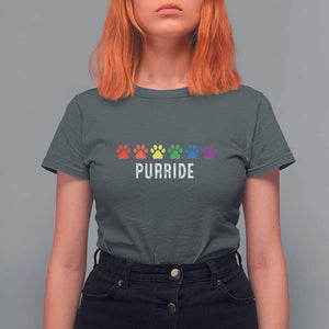 LGBT Cat T Shirt For Women Purride Rainbow Pride Ally TS11 Dark Heather Print Your Wear