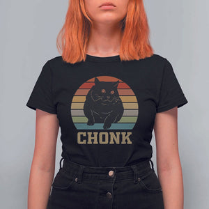 Funny Cat T Shirt For Women Chonk Black Fat Kitten TS11 Black Print Your Wear