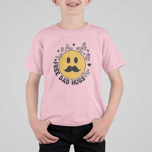 LGBT Free Dad Hugs T Shirt For Kid Gay Pride Month Retro Groove Face Community TS11 Light Pink Print Your Wear