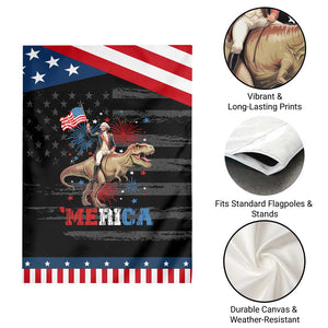 Funny George Washington Riding a Tyrannosaurus Rex 'Merica Patriotic Garden Flag American Flag