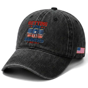 Funny Getting Star Spangled Hammered Since 1776 Washed Cotton Baseball Cap 4th of July Beers American Flag TS11 Print Your Wear