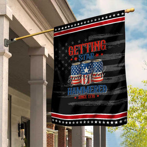 Funny Getting Star Spangled Hammered Since 1776 Garden Flag 4th of July Beers American Flag TS11 Distressed Black Red Print Your Wear