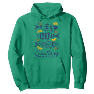 Minimal Sardines Fishermen Aesthetic Retro Hoodie TS11 Irish Green Print Your Wear
