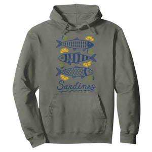 Minimal Sardines Fishermen Aesthetic Retro Hoodie TS11 Military Green Print Your Wear