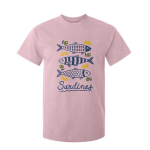 Minimal Sardines Fishermen Aesthetic Retro T Shirt For Kid TS11 Light Pink Print Your Wear