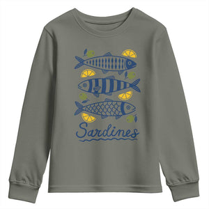 Minimal Sardines Fishermen Aesthetic Retro Youth Sweatshirt TS11 Military Green Print Your Wear