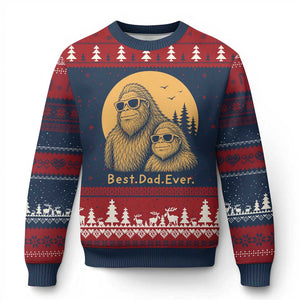 Vintage Best Dad Ever Bigfoot Papa Fathers Day Ugly Christmas Sweater