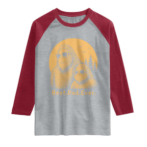 Vintage Best Dad Ever Bigfoot Papa Fathers Day Raglan Shirt TS11 Heather Gray Heather Red Print Your Wear