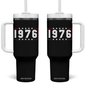 50th Birthday Tumbler With Handle Vintage 1976 50 Years Old Birthday Stars And Stripes TS11 One Size: 40 oz Black Print Your Wear
