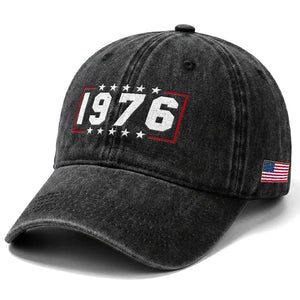 50th Birthday Washed Cotton Baseball Cap Vintage 1976 50 Years Old Birthday Stars And Stripes TS11 Print Your Wear