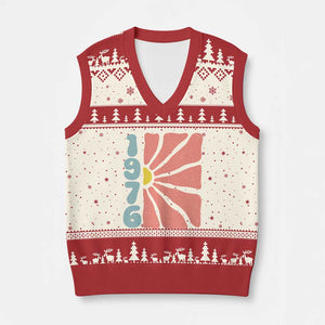 50th Birthday V-Neck Knit Sweater Vest Vintage 1976 Boho Flowers 50 Years Old Birthday TS11 Beige Red Print Your Wear