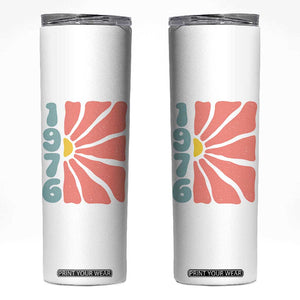 50th Birthday Skinny Tumbler Vintage 1976 Boho Flowers 50 Years Old Birthday TS11 White Print Your Wear