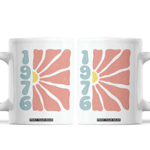 50th Birthday Coffee Mug Vintage 1976 Boho Flowers 50 Years Old Birthday