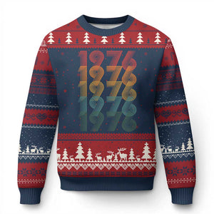 50th Birthday Ugly Christmas Sweater Vintage 1976 Retro 50 Years Old Birthday TS11 Navy Red Print Your Wear