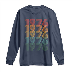 50th Birthday Long Sleeve Shirt Vintage 1976 Retro 50 Years Old Birthday TS11 Navy Print Your Wear