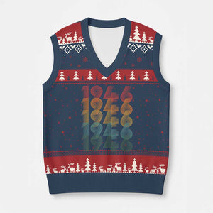 80th Birthday V-Neck Knit Sweater Vest Vintage 1946 Retro 80 Years Old Birthday TS11 Navy Red Print Your Wear