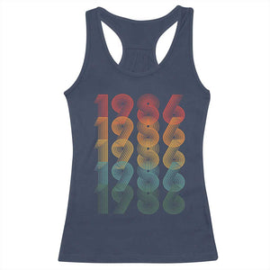 40th Birthday Racerback Tank Top Vintage 1986 Retro 40 Years Old Birthday TS11 Navy Print Your Wear