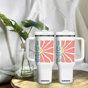 90th Birthday Tumbler With Handle Vintage 1936 Boho Flowers 90 Years Old Birthday