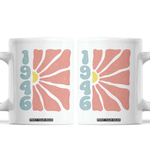 80th Birthday Coffee Mug Vintage 1946 Boho Flowers 80 Years Old Birthday