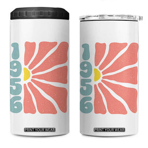 70th Birthday 4 in 1 Can Cooler Tumbler Vintage 1956 Boho Flowers 70 Years Old Birthday