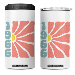 60th Birthday 4 in 1 Can Cooler Tumbler Vintage 1966 Boho Flowers 60 Years Old Birthday