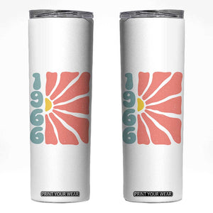 60th Birthday Skinny Tumbler Vintage 1966 Boho Flowers 60 Years Old Birthday