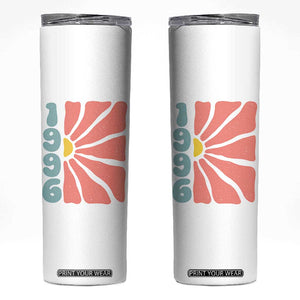 30th Birthday Skinny Tumbler Vintage 1996 Boho Flowers 30 Years Old Birthday TS11 White Print Your Wear
