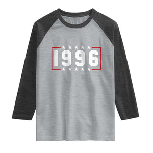 30th Birthday Raglan Shirt Vintage 1996 30 Years Old Birthday Stars And Stripes TS11 Heather Gray Heather Charcoal Print Your Wear