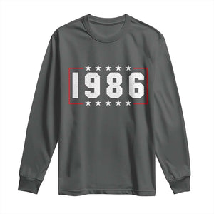 40th Birthday Long Sleeve Shirt Vintage 1986 40 Years Old Birthday Stars And Stripes TS11 Dark Heather Print Your Wear