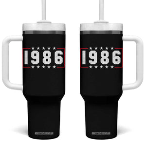 40th Birthday Tumbler With Handle Vintage 1986 40 Years Old Birthday Stars And Stripes