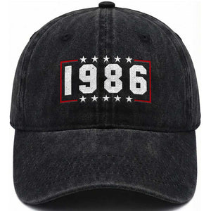 40th Birthday Washed Cotton Baseball Cap Vintage 1986 40 Years Old Birthday Stars And Stripes