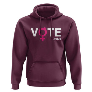 Funny Vote 2024 Hoodie Cat Woman Sign Harris President 2024 TS11 Maroon Print Your Wear