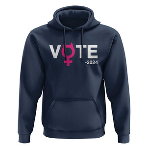 Funny Vote 2024 Hoodie Cat Woman Sign Harris President 2024 TS11 Navy Print Your Wear