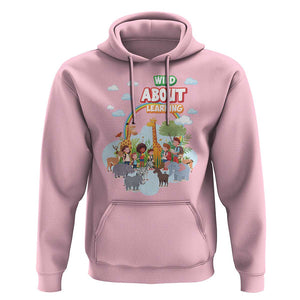 Wild About Learning Hoodie Back To School Zoo Animals Student Rainbow TS11 Light Pink Print Your Wear