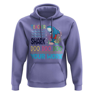 Funny Teacher Shark Hoodie Do Your Work Ruler Back To School TS11 Violet Print Your Wear