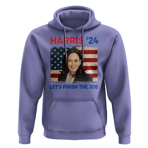 Kamala 2024 Hoodie Harris'24 Let's Finish The Job USA Flag TS11 Violet Print Your Wear