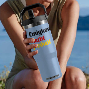 German Heritage Flip Straw Tumbler Einigkeit Recht Freiheit Germany Flag TS11 One Size: 30 oz Light Blue Print Your Wear